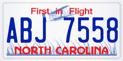 NC license plate ABJ7558