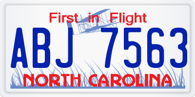 NC license plate ABJ7563