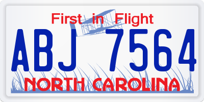 NC license plate ABJ7564