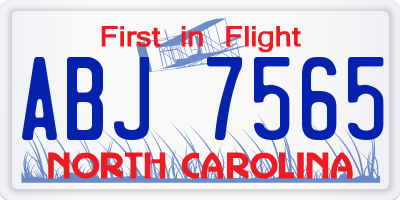 NC license plate ABJ7565
