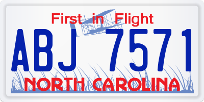 NC license plate ABJ7571