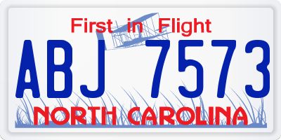 NC license plate ABJ7573