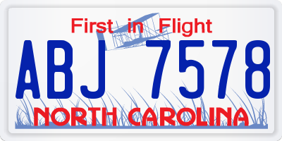 NC license plate ABJ7578