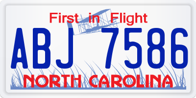 NC license plate ABJ7586
