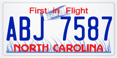NC license plate ABJ7587
