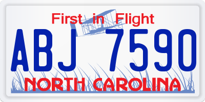 NC license plate ABJ7590