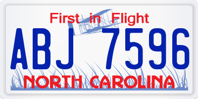 NC license plate ABJ7596