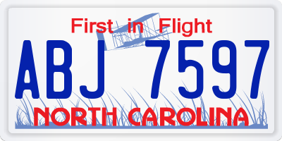 NC license plate ABJ7597
