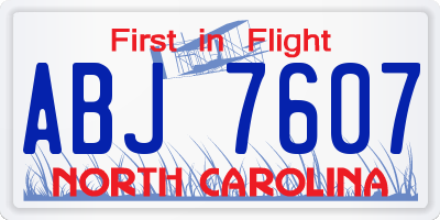 NC license plate ABJ7607