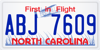 NC license plate ABJ7609