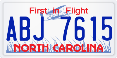 NC license plate ABJ7615