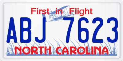 NC license plate ABJ7623