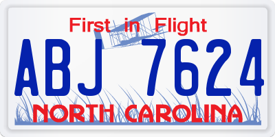 NC license plate ABJ7624
