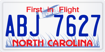NC license plate ABJ7627
