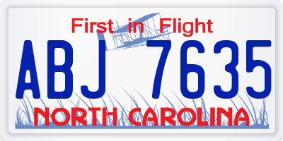 NC license plate ABJ7635