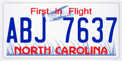NC license plate ABJ7637