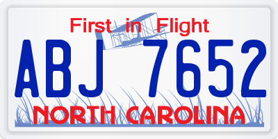 NC license plate ABJ7652