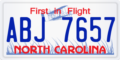 NC license plate ABJ7657