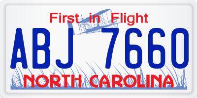 NC license plate ABJ7660