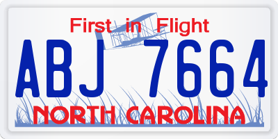 NC license plate ABJ7664