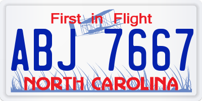 NC license plate ABJ7667