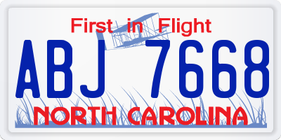 NC license plate ABJ7668