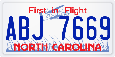 NC license plate ABJ7669