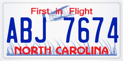 NC license plate ABJ7674