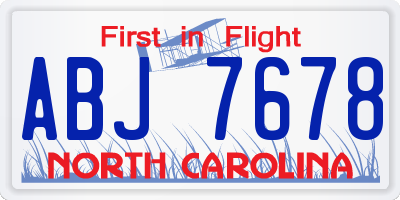 NC license plate ABJ7678