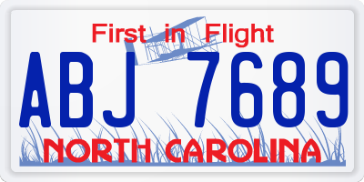 NC license plate ABJ7689