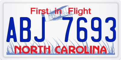 NC license plate ABJ7693