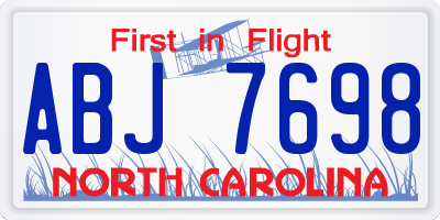 NC license plate ABJ7698