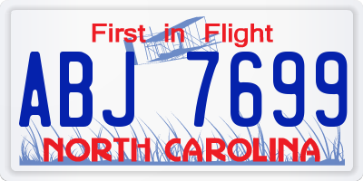 NC license plate ABJ7699