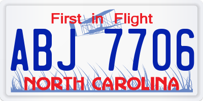 NC license plate ABJ7706