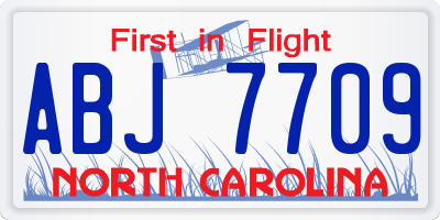 NC license plate ABJ7709