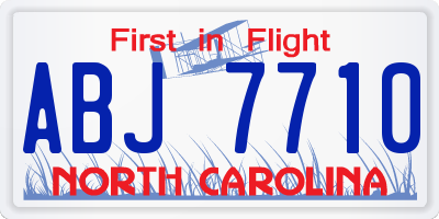 NC license plate ABJ7710