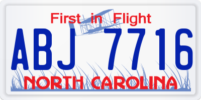 NC license plate ABJ7716