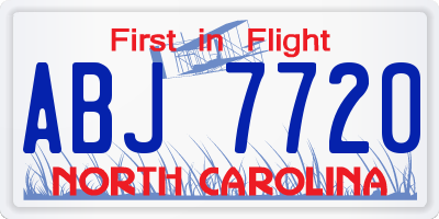 NC license plate ABJ7720