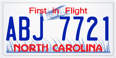 NC license plate ABJ7721
