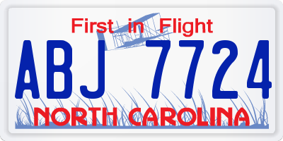 NC license plate ABJ7724