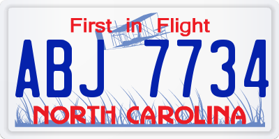 NC license plate ABJ7734