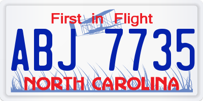 NC license plate ABJ7735