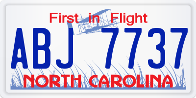 NC license plate ABJ7737