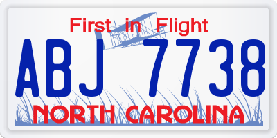 NC license plate ABJ7738