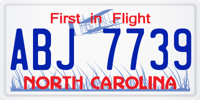 NC license plate ABJ7739