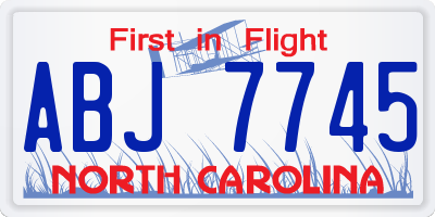 NC license plate ABJ7745