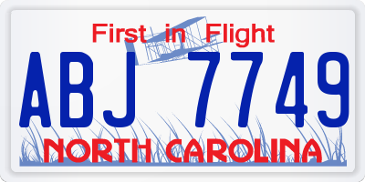 NC license plate ABJ7749