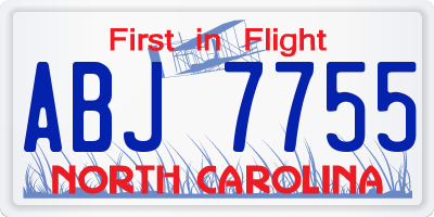NC license plate ABJ7755