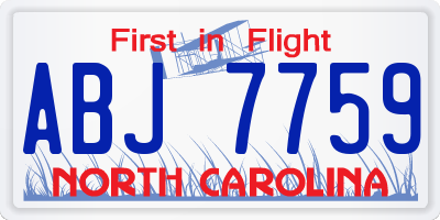 NC license plate ABJ7759