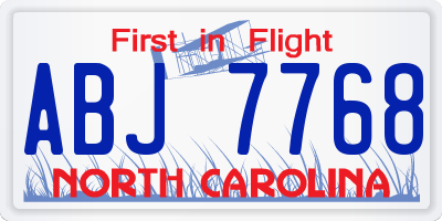NC license plate ABJ7768